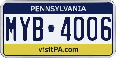 PA license plate MYB4006