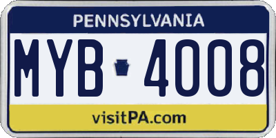 PA license plate MYB4008