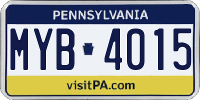 PA license plate MYB4015