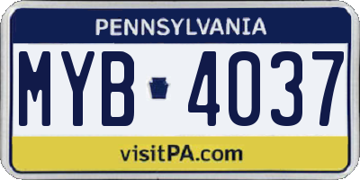 PA license plate MYB4037