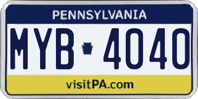 PA license plate MYB4040
