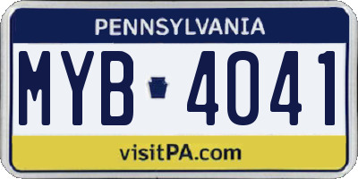 PA license plate MYB4041