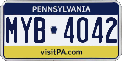 PA license plate MYB4042