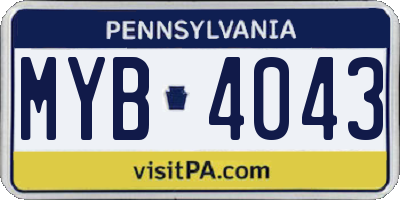 PA license plate MYB4043