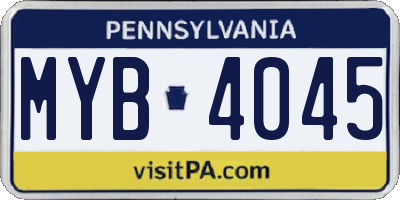 PA license plate MYB4045