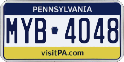 PA license plate MYB4048