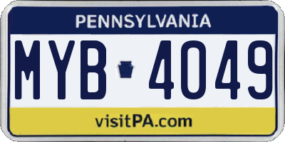 PA license plate MYB4049