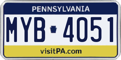 PA license plate MYB4051
