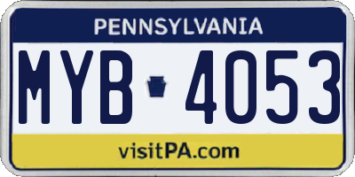 PA license plate MYB4053