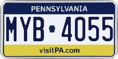 PA license plate MYB4055