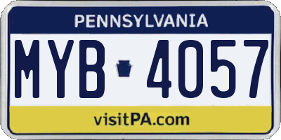 PA license plate MYB4057