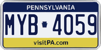 PA license plate MYB4059