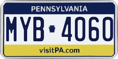 PA license plate MYB4060