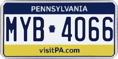 PA license plate MYB4066