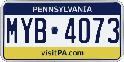 PA license plate MYB4073