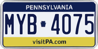 PA license plate MYB4075