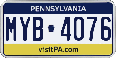 PA license plate MYB4076