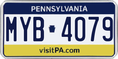 PA license plate MYB4079