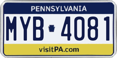 PA license plate MYB4081
