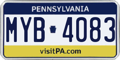 PA license plate MYB4083