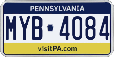 PA license plate MYB4084