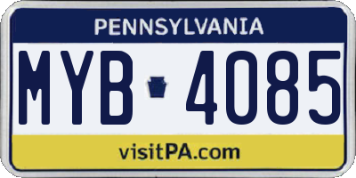 PA license plate MYB4085
