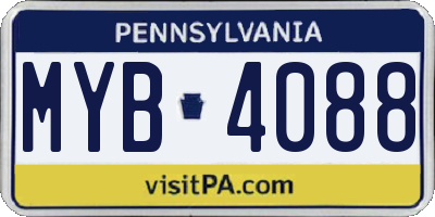PA license plate MYB4088
