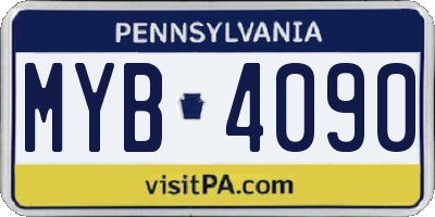 PA license plate MYB4090