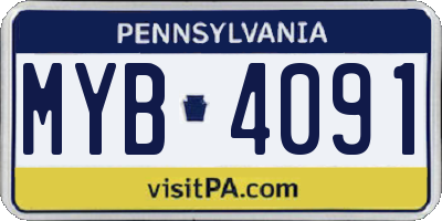 PA license plate MYB4091