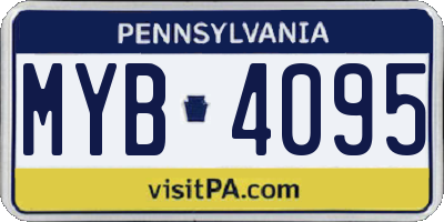 PA license plate MYB4095