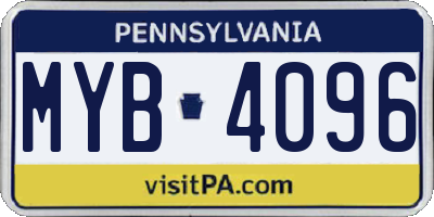 PA license plate MYB4096