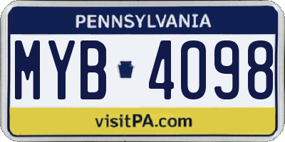 PA license plate MYB4098