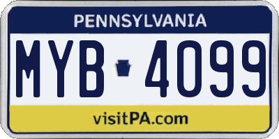 PA license plate MYB4099