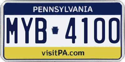 PA license plate MYB4100