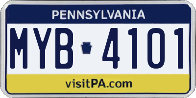 PA license plate MYB4101