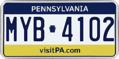 PA license plate MYB4102