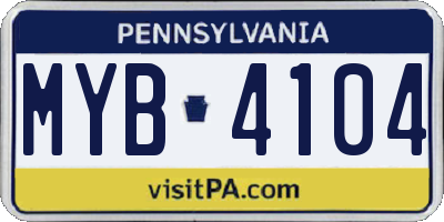 PA license plate MYB4104