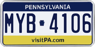 PA license plate MYB4106