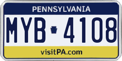 PA license plate MYB4108