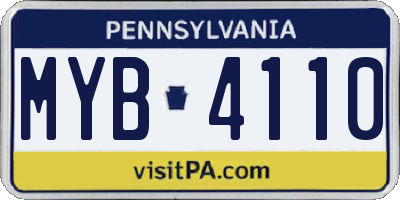 PA license plate MYB4110
