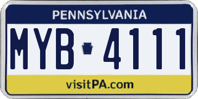 PA license plate MYB4111