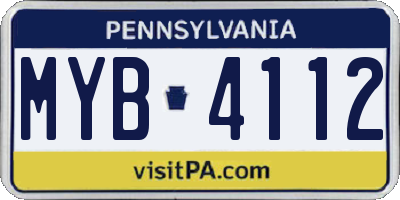 PA license plate MYB4112