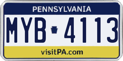 PA license plate MYB4113