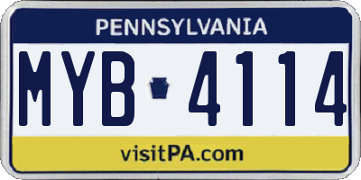 PA license plate MYB4114