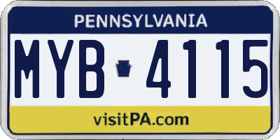 PA license plate MYB4115