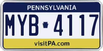 PA license plate MYB4117