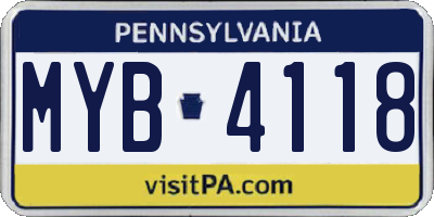 PA license plate MYB4118