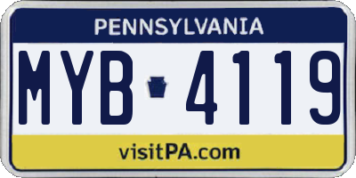 PA license plate MYB4119