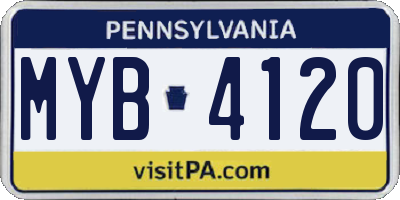 PA license plate MYB4120