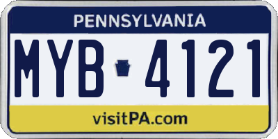 PA license plate MYB4121